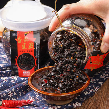 香辣豆豉麻辣豆丝重庆风味臭豆豉调味酱干豆豉开罐即食下饭菜胶坛瓶开