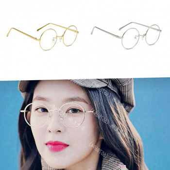 青春有你圆形裴珠泫irene同款金属韩版眼镜施展框防蓝光平光 金色圆框
