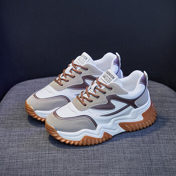 卡迪高女鞋官方风格2023春秋季新款运动鞋女韩版学生厚底老爹鞋女卡其