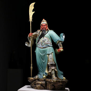 圆通佛具关公像供奉铜关公摆件纯铜关羽关二爷武财神爷佛像神像家工艺