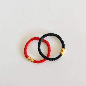 麦思姬520礼物抖音同款黄金转运珠戒指情侣足金999对戒本命年绳手工