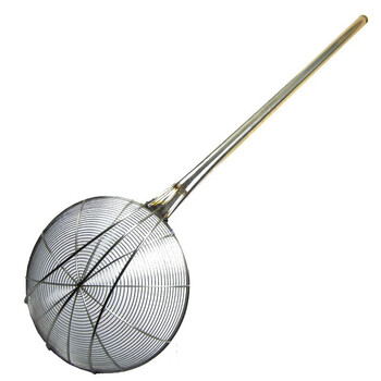 homeglen笊篱大号不锈钢捞勺漏勺大炸篱 过滤网捞篱钢丝篱 40长柄