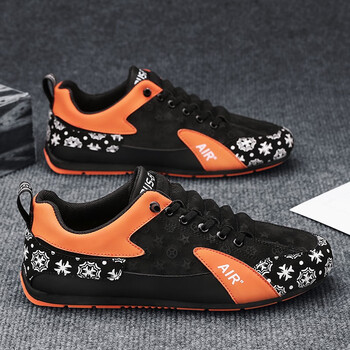 kutdoty男鞋春季2023新款抖音同款皮鞋男士休闲时尚百搭豆豆鞋 黑桔