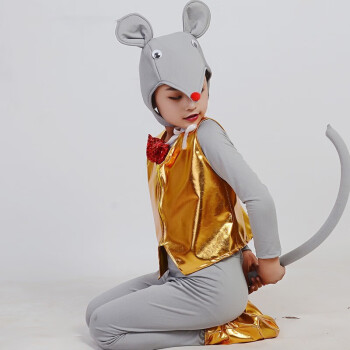 元旦儿童动物服小老鼠演出服猫和老鼠表演服装少儿卡通老鼠吃辣椒 长