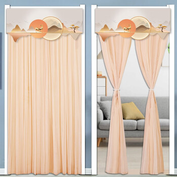 一朵   门帘纱帘免打孔卧室遮隐私帘田园清新隔断防蚊帘 中分福禄双全