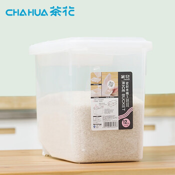 
                                        茶花（CHAHUA） 茶花 米桶带滑轮塑料面粉桶12kg米缸24斤储米箱 【买】米桶12KG【搭】淘米筛 1个装                