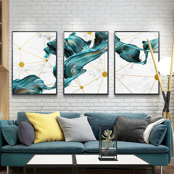 现代简约沙发背景墙画北欧餐厅挂画卧室壁画抽象玄关画艺术三联幅油画