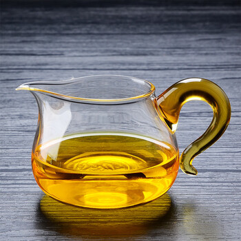 拓进公道玻璃杯大号耐高温茶海家用耐热分茶器茶配件加厚金把天蝎公杯