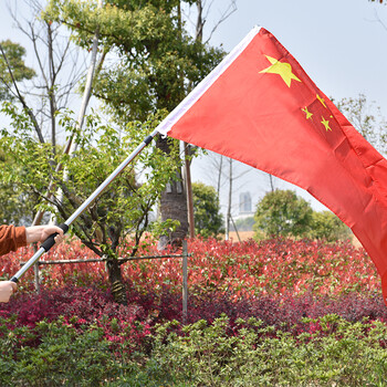 国旗带旗杆五星红旗党旗带旗杆加杆4号3米户外旗杆三号旗2米伸缩旗杆5