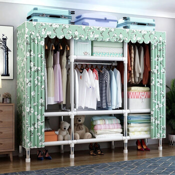 布衣柜免安装 简易衣柜小衣柜单人宿舍布衣柜加粗钢管学生小号挂衣