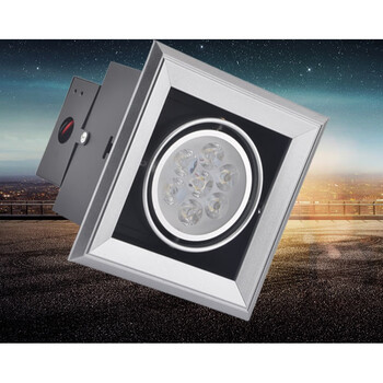 单头led斗胆灯铁铝格栅灯吊顶豆胆灯方形射灯筒灯3w暖白mr16开孔95mm