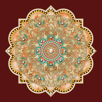 东南亚装饰画西藏唐卡挂画酒店八宝坛城佛教佛堂客厅抽象图案kb000063