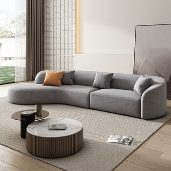 兰尼森月亮沙发奶油风家用弧形布艺沙发简约现代小户型沙发 月亮沙发