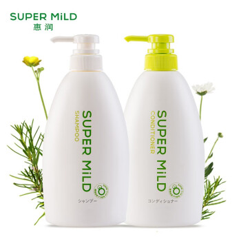 资生堂惠润（SUPER MiLD）柔净 绿野芳香 洗护 套装（洗发露600ml+护发素600ml）（日本原装进口洗发水）