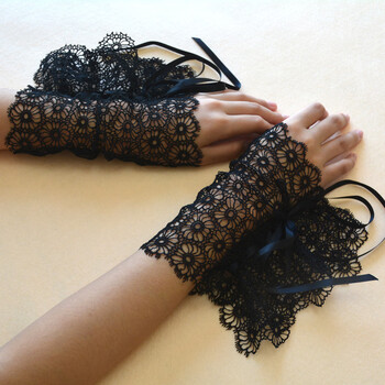 carina duek品牌雷丝假袖口黑色镂空蕾丝时尚百搭手袖遮疤袖口假袖子