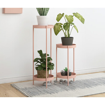 北欧室内花架子客厅阳台多肉绿植架铁艺双层花盆架沙发电视置物架