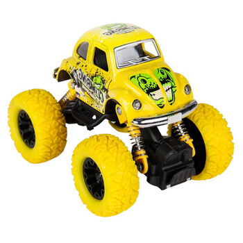 儿童合金越野回力车男孩玩具车仿真小汽车模型儿童涂鸦避震卡通大脚车
