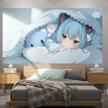 董智 动漫少女二次元挂布ins背景布宿舍床头卧室装饰直播画布挂毯