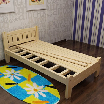 2米学生青少年床1米小床双人床1.5米成人松木床 原木裸床高40 1.