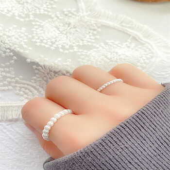 2mm珍珠925银金珠 戒指有弹性