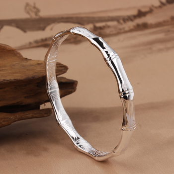 itskey手镯女银999实心个性闭口竹节银镯子时尚冷淡风银手环内径58mm