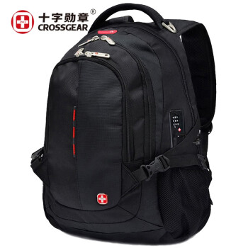 CROSSGEAR【加密防盗】电脑包15.6英寸/17.3英寸书包 大容量双肩包男女商务旅行背包  CR-9001加大 黑色