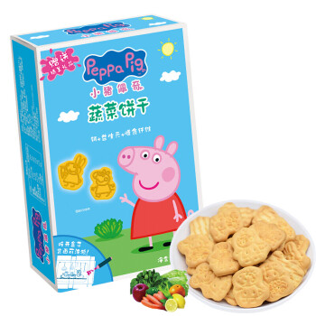 小猪佩奇 Peppa Pig 蔬菜饼干 益生元+膳食纤维+钙 儿童小饼干 卡通代早餐手指饼干盒装 120g