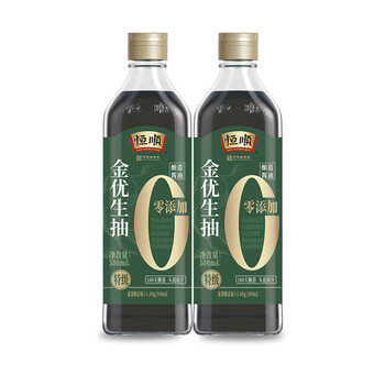 恒顺镇江特产金优0添加生抽1l2瓶酿造特级家用炒菜烹调增鲜酱油1000ml
