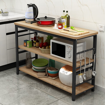厨房切菜桌 厨房桌子工作台 厨房桌长方形小长桌多层桌子可移动多功能