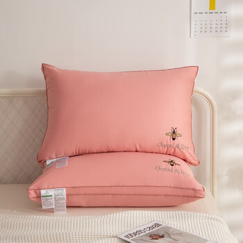 枕头ikea枕头单人双人护颈枕芯家用低枕中枕高枕柔软一只装粉色高枕