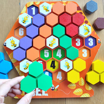 逻辑思维训练幼儿桌面游戏亲子互动玩具 构建蜂巢百变拼图游戏【图片