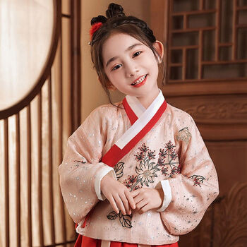 迪士尼儿童汉服女古装超仙中国风春秋款明制原创古风仙女襦裙唐装女童