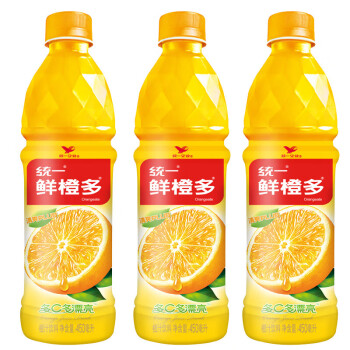 统一unift鲜橙多450ml15瓶整箱vc星期瓶橙汁饮料常温果汁饮15瓶整箱