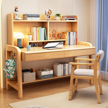 宜家儿童学习桌椅子一套小学生可升降写字桌男女孩家用卧室全实木书桌