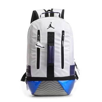 双肩包运动大容量背包篮球男女初高中生书包 aj11白蓝【独立鞋仓】