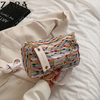 zara挂撞色包包女包2023夏季韩系百搭针织斜挎包流行单肩腋下包 彩色