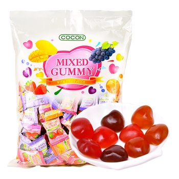 可康（cocon）多口味果汁软糖 进口儿童休闲出游零食品 心形喜糖果1kg(约140颗) 多口味软糖1kg(约140颗)
