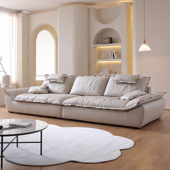 欧伦驰(olc)意式极简超深坐宽真皮沙发客厅直排轻奢现代简约头层牛皮