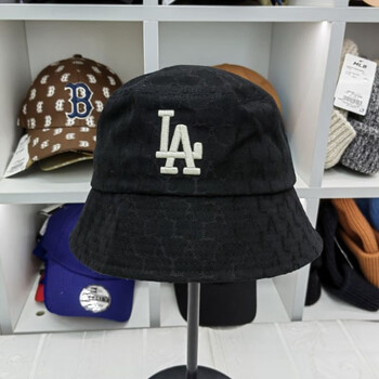 mlb帽子洋基队ny老花满标字母渔夫帽夏季遮阳盆帽透气出游帽 黑色la