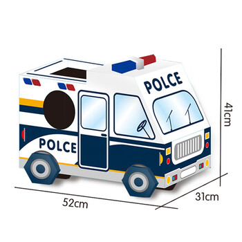 车幼儿园儿童手工制作diy纸板纸箱汽车玩具坦克 穿戴警车卡扣粘贴款