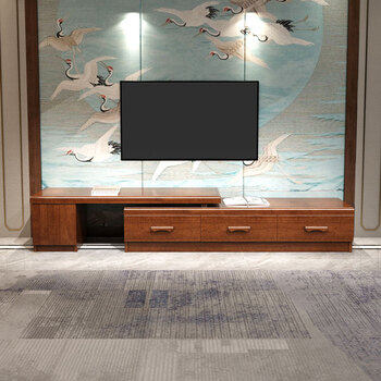 电视柜实木新中式小户型简约家具客厅2米3米可伸缩地柜组合储物柜