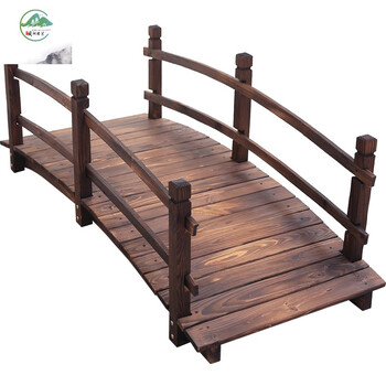 田园乡村花园户外别墅小拱桥碳化实木防腐木庭院露台装饰木拱桥景观桥