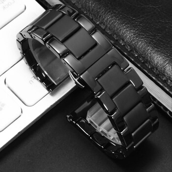 适配雷达表带陶瓷磨砂陶瓷手表带通用天王guess雷达ar60008卡西欧黑色