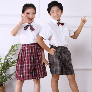 睿顺鑫深圳校服小学生夏季礼服全松紧橡皮筋男女统一夏礼服套装 小男