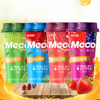 香飘飘meco果汁茶饮料400ml杯装整箱柠檬石榴混合果汁饮品混搭现货