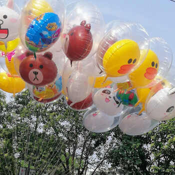 儿童氢氦气气网红波波球透明带灯儿童飘空气球夜晚发光气球地摊街卖