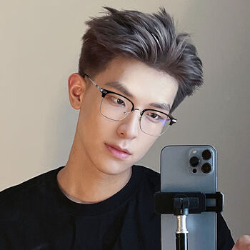 唯卓丽(weizhuoli) 斯文败类可配度数半框眼镜男款潮痞帅感超轻大框