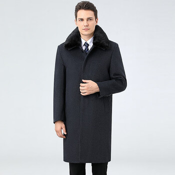 新款高端朝戈尔冬装羊绒大衣男中老年长款加绒加厚款中年爸爸装毛呢
