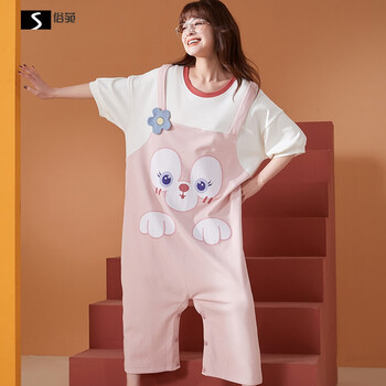 连体睡衣睡衣女夏季连体裤薄款短袖孕妇睡裙夏天可爱琳娜贝尔家居服春