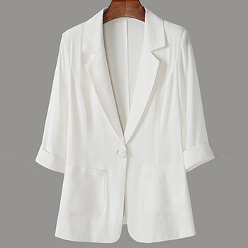 棉麻小西装套装亚麻小西服女薄款夏季女士棉麻小西服套装西装春新款
